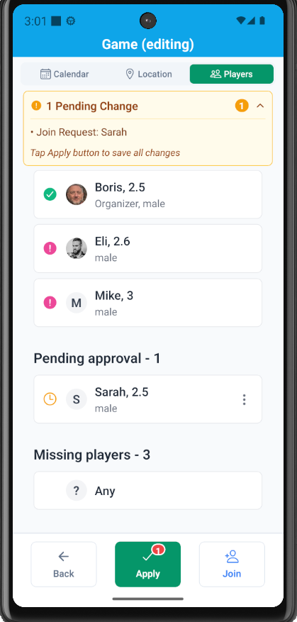 Request to join a game