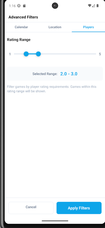 Filter games by players